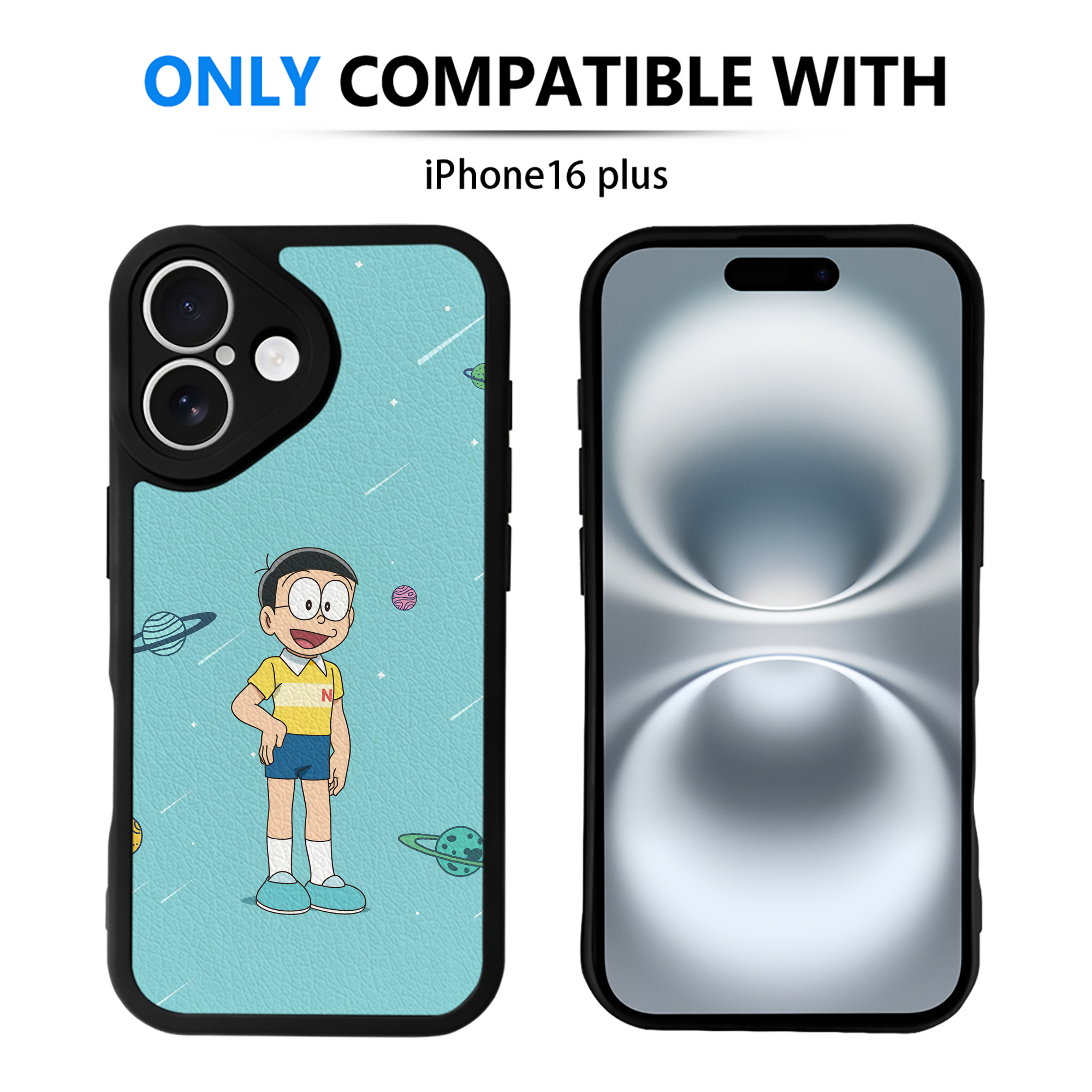（画像用） ドラえもん Doraemon 【iPhone 16シリーズ対応】シリコンスマホケース（レザー調） 材質：シリコン